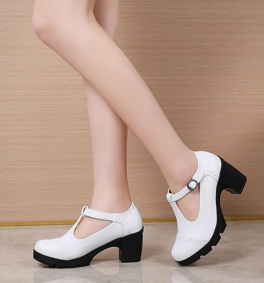 Amazon.com | DADAWEN Women's Leather Classic T-Strap